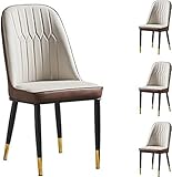 Moderner Esszimmerstuhl-Set mit 4 Stuhlbeinen aus Metall, PU-Leder-Rückenlehne, Wohnzimmer, Hotel, Verkaufsbüro, Empfangsstuhl (Color : Grey)