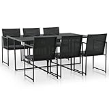 vidaXL Essgruppe Outdoor mit Kissen, 5/7/9-teilig, Polyrattan grau/schwarz