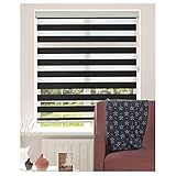 PHLEPS Doppelrollo Tag Und Nacht Rollo Vorhang,Tag-Nacht-Rollo, Zebra-Rollos, Verdunkelungsvorhang for Schlafzimmertürfenster, Aluminiumkassette, Lichtdurchlässige Sichtvorhänge (Color : Black, Size