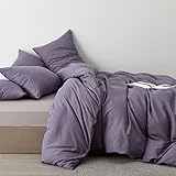 Lanqinglv Bettwäsche 135x200cm 2teilig Violett Lila Uni Einfarbig Bettbezug Deckenbezug 135x200cm mit Reißverschluss und Kissenbezug 80x80cm aus Renforce Microfaser