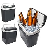 Cecaylie Kühlbox Auto Elektrische, 12V 230V (WÄRMT & KÜHLT), 24 Liter, Kühlschrank Thermobox für Boot Camping Picknick, A++, 52W, Tragbare Mini Kühltruhe Thermoelektrische mit ECO-Modus