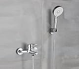 BADALO Mattschwarze Badezimmer-Dusche-Wasserhahn, Badewanne, Warmwasser-Mischbatterie, Schwarz, Chrom, Badezimmer, Dusche, Wasserhahn, Mischbatterie, Chrom, komplettes Set