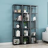 NIZAME 5-stöckiges Bücherregal, 59' H Bodenstehendes Bücherregal, Metallregal mit Metallrahmen für Home Décor Etagere, Büro, Schlafzimmer, 3pcs (Color : Black)