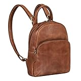 STILORD 'Ruby' Daypack Damen Leder Rucksack Kleiner Lederrucksack Vintage Rucksackhandtasche Cityrucksack für Ausgehen Shopping Tagesrucksack S Echtleder, Farbe:Andorra - braun