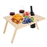 Faltbarer Picknicktisch, Tragbarer Rotwein Mini AußEnstrand Campingtisch Weintisch Klappbar Wooden Folding Picknicktisch, Wooden Folding Picnic Klapptisch für Garten Camping Park Strand (43 * 38cm)