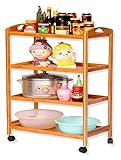 ACIYD Bar-Servierwagen für Hotels, Aufbewahrung Küchenwagen Servierwagen Servierwagen Organizer Rack mit 3/4 Ablagen for Wohnzimmer, Badezimmer, Bambus (Size : 3 Floors)