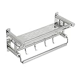 Badezimmer-Aufbewahrungsregal aus Edelstahl, 201, Handtuchhalter, Toilette, Wandmontage, Badezimmer-Aufbewahrungsregal, 39,9 cm, Toilette, Badetuchhalter, Ständer, Badezimmerregal, Wandhandtuchregal,