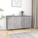 ZEYUAN Sideboard, Kommode Schlafzimmer, Kommoden & Sideboards, Wohnzimmerschrank, Flur Kommode, Zimmer Möbel, Betongrau 135x41x75 cm Spanplatte