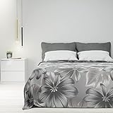 Byour3 - Tagesdecke Doppelbett 100% Baumwolle Blumenmuster Bettüberwurf Einzelbett Frühling Dekorative Decke Sommerdecke Mehrzweck Beständig Waschbar (Luxury Silber, Doppelbett)