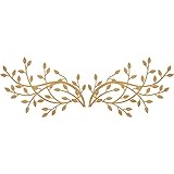 2Pcs Metall Wanddeko, Metallbild Wandschmuck Wohnzimmer Schwarz Gold Metall Baum Blatt Wanddekoration Kunstvoll Wandschild Zum Aufhängen, Dekorative Wandskulptur Heimdeko Für Wohn- Schlafzimmer(Gold)