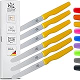 SOLINGEN| Frühstücksmesser & Brötchenmesser - Tafelmesser & Brotzeitmesser - Wellenschliff | 100% Made in Germany, rostfreie, eisgehärtete & scharfe Messer/Serie Wave - (GELB 6X)