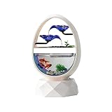 Tisch-Wasserfall-Zimmerbrunnen, Kleiner Fischbehälter, rundes weißes Glasaquarium, Innenbüro, Desktop-Dekoration, Neuheitsgeschenk