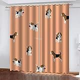 BONDIJ Verdunklungsvorhänge 2Er Set Ösen - 3D Cartoon-Tier-Hund Druck Muster Thermovorhang Kinderzimmer Mädchen Junge - Thermogardine Wohnzimmer Schlafzimmer Fensterdekoration 160X150cm
