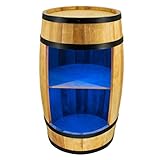 CREATIVE COOPER Weinregal Holz mit LED-Leuchten - Weinschrank Mini Bar - Alkohol Schrank Mann - Barschrank - Fass bar - 80cm hoch - Retro deko Bar Regal - Hausbar Theke - Fassbar - Fassmöbel (Eiche)