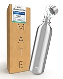 MATE OF STEEL® Premium 1L Edelstahl Flasche Kompatibel mit Sodastream Easy & DUO - Spülmaschinenfest | 1 Liter Trinkflasche aus Metall | Soda Flaschen | Ersatzflaschen