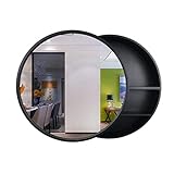 Badezimmerspiegelschrank aus massivem Holz, runder Wandspiegel, Kosmetikspiegel, Aufbewahrung, Objektivschrank