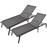 XIaoHESHop 5 Positionen verstellbare Chaise Lounge Aluminium Außen Patio Lounge Stuhl Strand Pool Sonnenbaden Rasen Liegestuhl Recliner Stuhl, Faltbare Campingliege