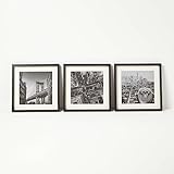 Homescapes Wandbilder-Set New York, 3-tlg. Bilderset mit schwarzen Rahmen, 3 Schwarz-Weiß-Fotografien mit Rahmen, je 30x30 cm