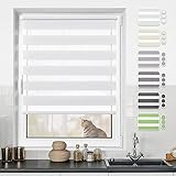 BondFree Doppelrollo Klemmfix ohne Bohren, Duo Rollos für Fenster und Tür, 45x100cm (Stoffbreite 41cm) Weiß, Fensterrollo Seitenzugrollo Sichtschutz & Sonnenschutz