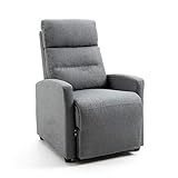 Mingone Fernsehsessel Relaxsessel TV Sessel Modern Schmal Loungesessel mit 155° Liegefunktion bis 150kg aus Leinenstoff, Grau
