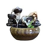 Zimmerbrunnen/Wasserbrunnen Innen-Desktop-Brunnen Fließender zirkulierender Wasserbrunnen Keramiksteingarten Fortune Feng Shui Rad Ornamente Wohnzimmer Desktop Büro Schreibtisch Landschaft Dekoration