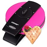 Cloer 1627-11 Waffeleisen für klassische Herzwaffeln, 930 W, Waffelgröße 15,5 cm, stufenlos wählbarer Bräunungsgrad, Pink