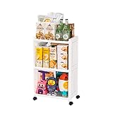 HAIXIN Rollwagen, Küchenwagen 3 Ebenen Nischenwagen mit Haken Rollregal Badregal Küchenregal stabil platzsparend Hohe Kapazität 39.8 * 24.4 * 64.8cm