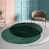 ARUGYTEI Teppich Rund,Dark grün Grau Circle geometrisch Design,Green, ø 190 cm,Teppiche Gegend, Kurzflor Wohnzimmerteppich Modernes Schlafzimmer Deko, Pflegeleicht