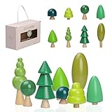 Youuys 8 Stück Holz Baum Spielzeug Set Holz Wald Bäume Montessori Spielzeug ab 1 Jahr Kreative Kinder Kunst Spielzeug DIY Kunsthandwerk Weihnachtsdekoration Wohnzimmer Garten Deko