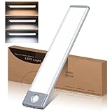Schrankbeleuchtung LED mit Bewegungsmelder 3 Farbmodi Dimmbar, Unterbauleuchte küche 35 LED Schranklicht Schrankleuchte Lichtleiste USB Wiederaufladbar Für Kleiderschrank, Unterschrank, Treppe