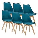 [en.casa] Esszimmerstuhl Dubrovnik 81 x 49 cm 6er Set Polsterstuhl Wohnzimmerstuhl Küchenstuhl PU-Kunstleder Türkis