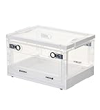 U.Uberlux Aufbewahrungsbox auf Rollen mit Deckel transparent, 2 Seiten Öffnung, faltbare Box, Faltbox, Ordnungsboxen, Box, Kiste, Kunststoffkiste, 49 x 35 x24 cm