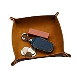 aolaso Ledertablett, Leder Catchall Schlüssel Handy Münzkasten Valet Tray für Schlüsselgeld Cady, Nachttisch Tiny Storage Container Box Weihnachts- & Neujahrsgeschenk