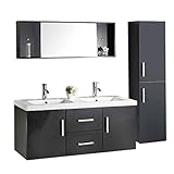 Badmöbel Badezimmermöbel Badezimmer Waschbecken Waschtisch Schrank Spiegel Set Wasserhähne enthalten 120cm mod. m. Malibù