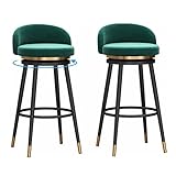 XEWNEG Drehbare Barhocker Im 2er-Set, Moderner, Hochdrehbarer Thekenhocker Mit Rückenlehne Und Fußstütze Aus Schwarzem Metall, Für Kneipenküche, Café-barstuhl, Sitzhöhe 75cm(Color:Green)