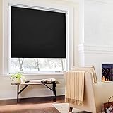 Verdunklungsrollo Thermo Rollos Klemmfix ohne Bohren 90x120cm(BxH) Schwarz Verdunklungsrollo Lichtundurchlässig Fensterrollo Sicht-und Sonnenschutz Wand-und Deckenmontag Rollo für Fenster und Tür