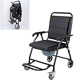 VACSAX 3-In-1-Toiletten-Duschrollstuhl/Aluminiumlegierung, Shower Stool with Backrest and Armrest, Klappbar, U-förmiger Sitzfläche, Maximale Belastung 150 Kg,Dusche Hocker