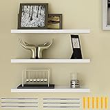 THATSRAD Regale für Wände Weiß Wandregal Schweberegal 3er Set Wandboard Bücherregal Hängeregal 40 * 15cm Hängeregal Weiss MDF Holz Regalbrett Wand Deko Wandablagen für Küche Schlafzimmer Wohnzimmer