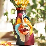 GUGUGO Gesicht Vase, Blumenvase Dekorative Vasen, Abstrakte Körpervase, Ideal zur Lagerung von Trockenblumen & Frische Blumen, Witzige Vase für Wohnzimmer Home Deko (Bunte, Modern Deko)