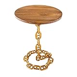 riess-ambiente.de Design Beistelltisch Chains 38cm Gold Mangoholz Handmade Metall rund Kettengestell