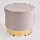 Runder Ottoman-Fußhocker aus Samt, Schminkhocker mit robustem Edelstahlsockel in Gold-Finish, mit rutschfesten Füßen, dekorative Möbel
