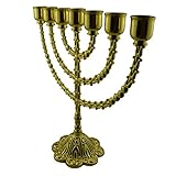 SY-Home 12 Tribal Symbol Symbol Kerzenständer Dekoration Jüdischer 7-Armiger Kerzenständer Davidstern Chanukka Dekoration Geschenk Dekoration 32CM/12.5In