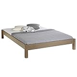 IDIMEX Futonbett Taifun aus massiver Kiefer in Taupe, schönes Bett in 140 x 190 cm, praktisches Bettgestell mit Holzfüße