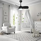 Deckenventilator mit Beleuchtung für Kinderzimmer, Deckenventilator klein Leuchtet de Schlafzimmer, Deckenventilator mit Fernbedienung Leise, für Sommer und Winter Winterbetrieb Auf- und Abwind