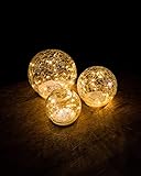 Wenter.S Deko Wohnzimmer LED Glaskugeln 3er Set Licht für ihre Dekoration warmweiß für die Moderne Wohnung