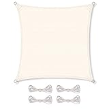 CelinaSun Sonnensegel inkl Befestigungsseile Premium HDPE wetterbeständig atmungsaktiv Quadrat 3,6 x 3,6 m Creme weiß