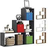 VCM Holz Stand Treppenregal Stufenregal Standregal Raumteiler Bücherregal Dubila M Weiß