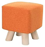 DAZulI Schuhschrank Hocker Stoff Fußhocker, Baumwolle und Leinenstoff, rutschfeste Tragepolster, elf Farben zur Auswahl, Massivholzhocker/Orange (Farbe: Orange)