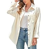Yosoo Hemd, Damen-Hemd, Locker, Lässig, Elegant, Reine Farbe, Langärmelig, Knopfverschluss, B-Tops mit Tasche (L)