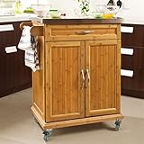 Kitchen Cabinet, Kitchen Storage Trolley Cart with Stainless Steel Surface (A W66 x D46 x H90 cm) (A W66 x D46 x H90 cm)